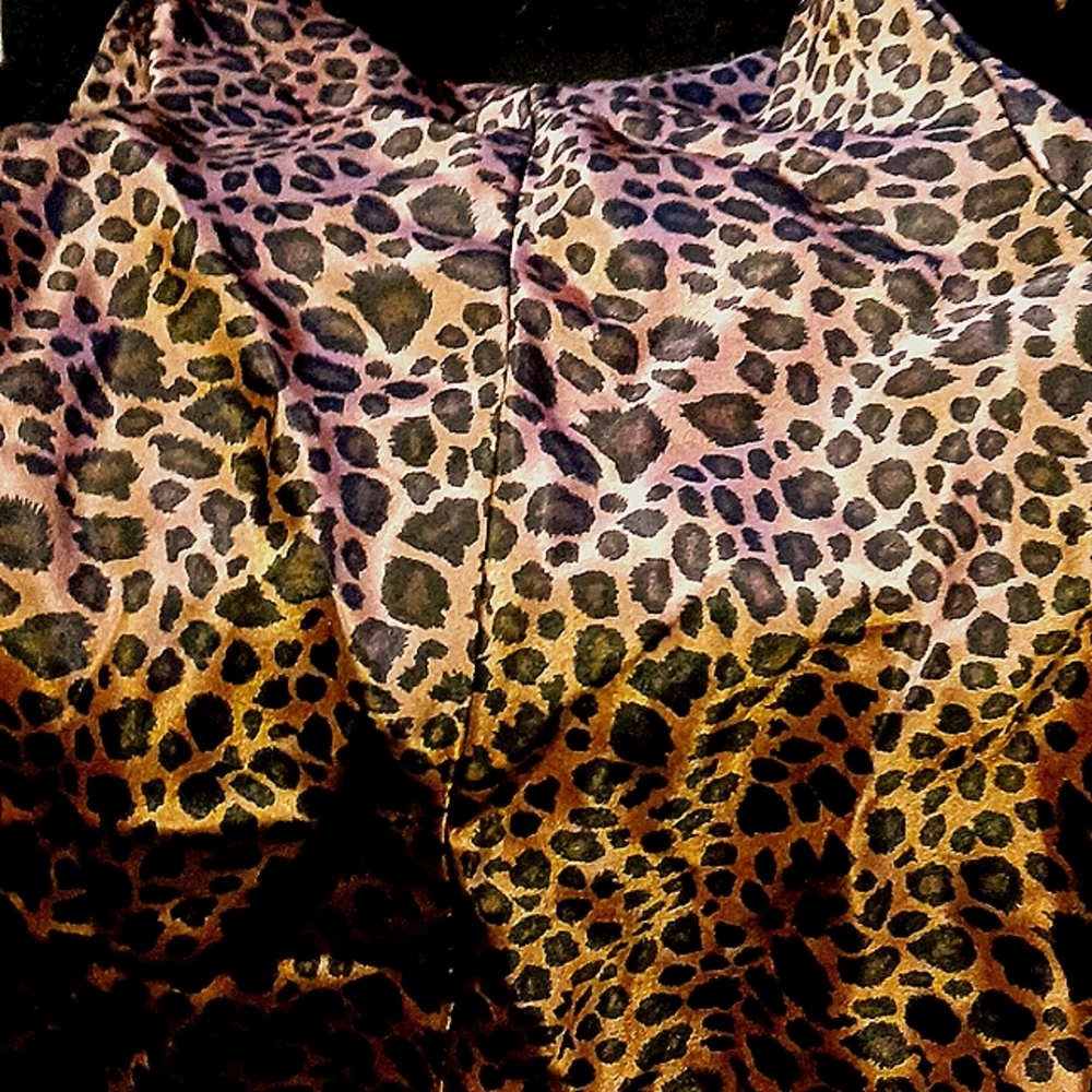 Silky Soft Figure Skimming Deep Chocolate Leopard Dress Size L